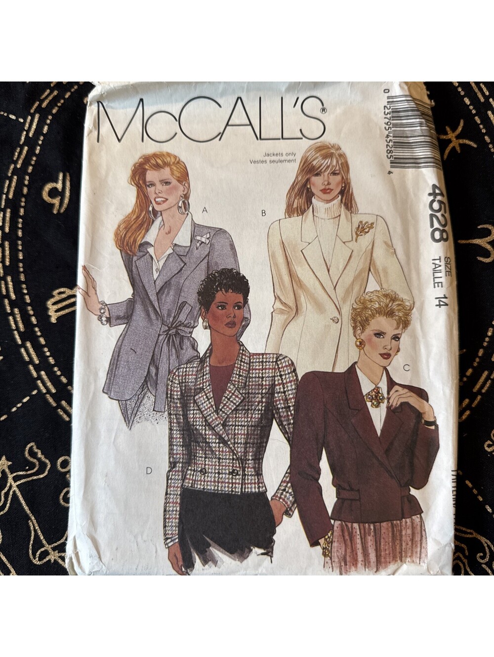 VINTAGE 1989 OOP, UNCUT MCCALL'S 4528 SZ 14 MISSES LINED JACKETS NOS
